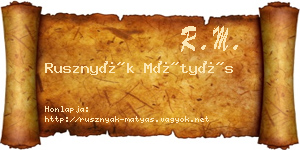 Rusznyák Mátyás névjegykártya